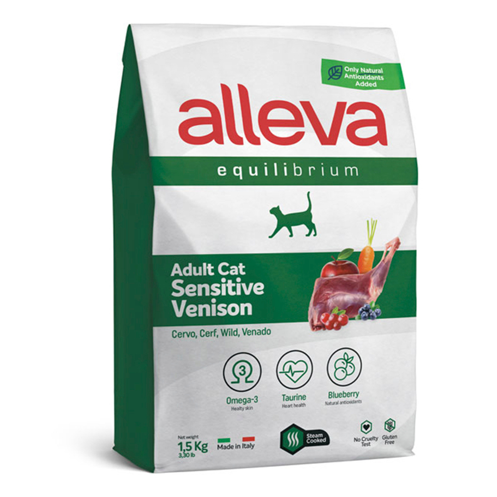 Полнорационный корм Alleva Equilibrium Sensitive, для кошек, оленина, 1.5 кг