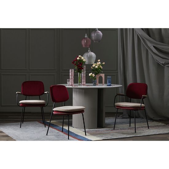 Стул с контрастным кантом pea, велюр, бордовый/бежевый