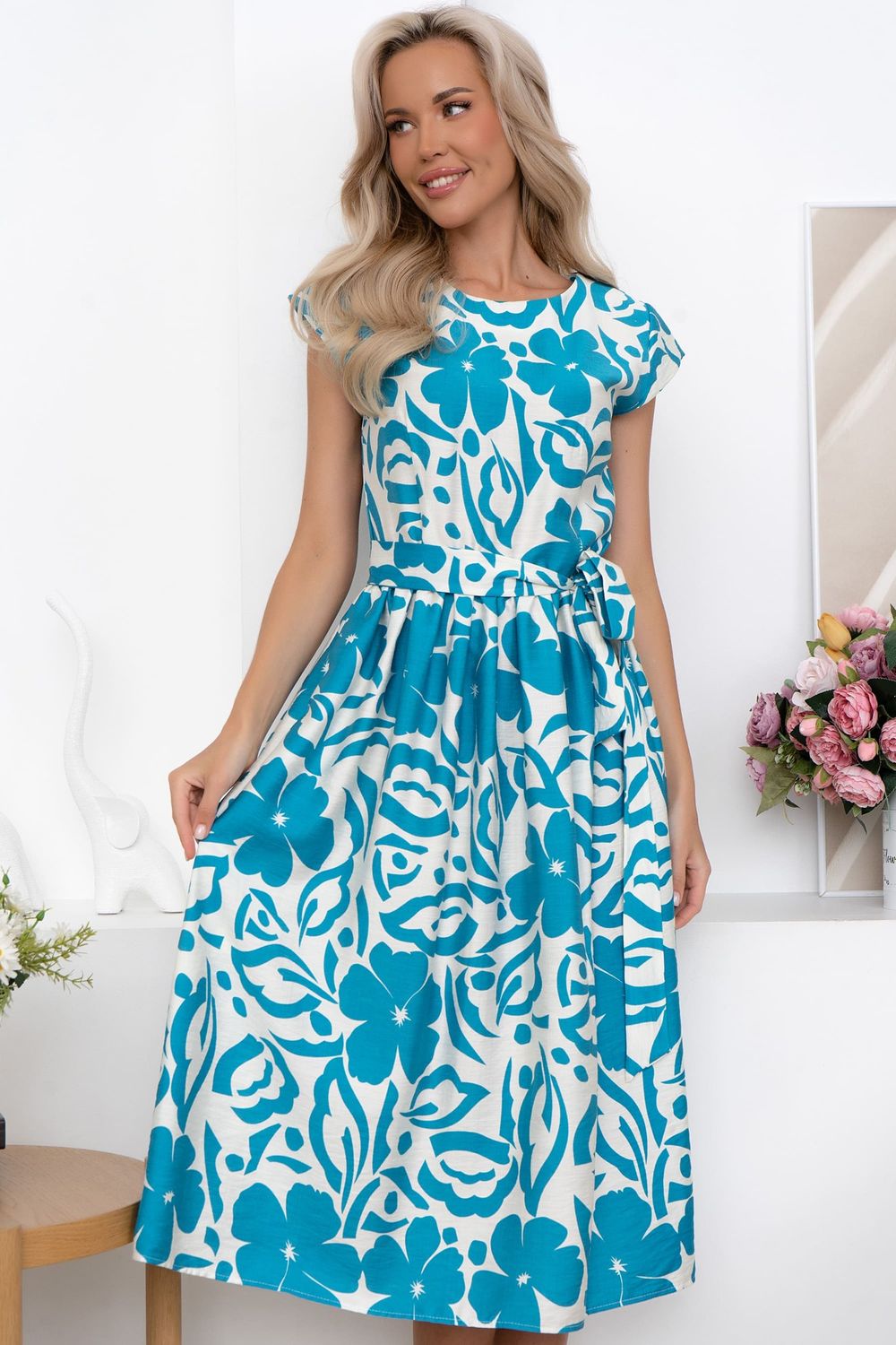 Платье Эдна (бело-голубое) П13874-45М LT Collection