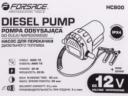 Насос для перекачки дизельного топлива(12V, 60W, 70dB, max t работы-30мин, 0.2-1.5 л/мин) Forsage F-HC800