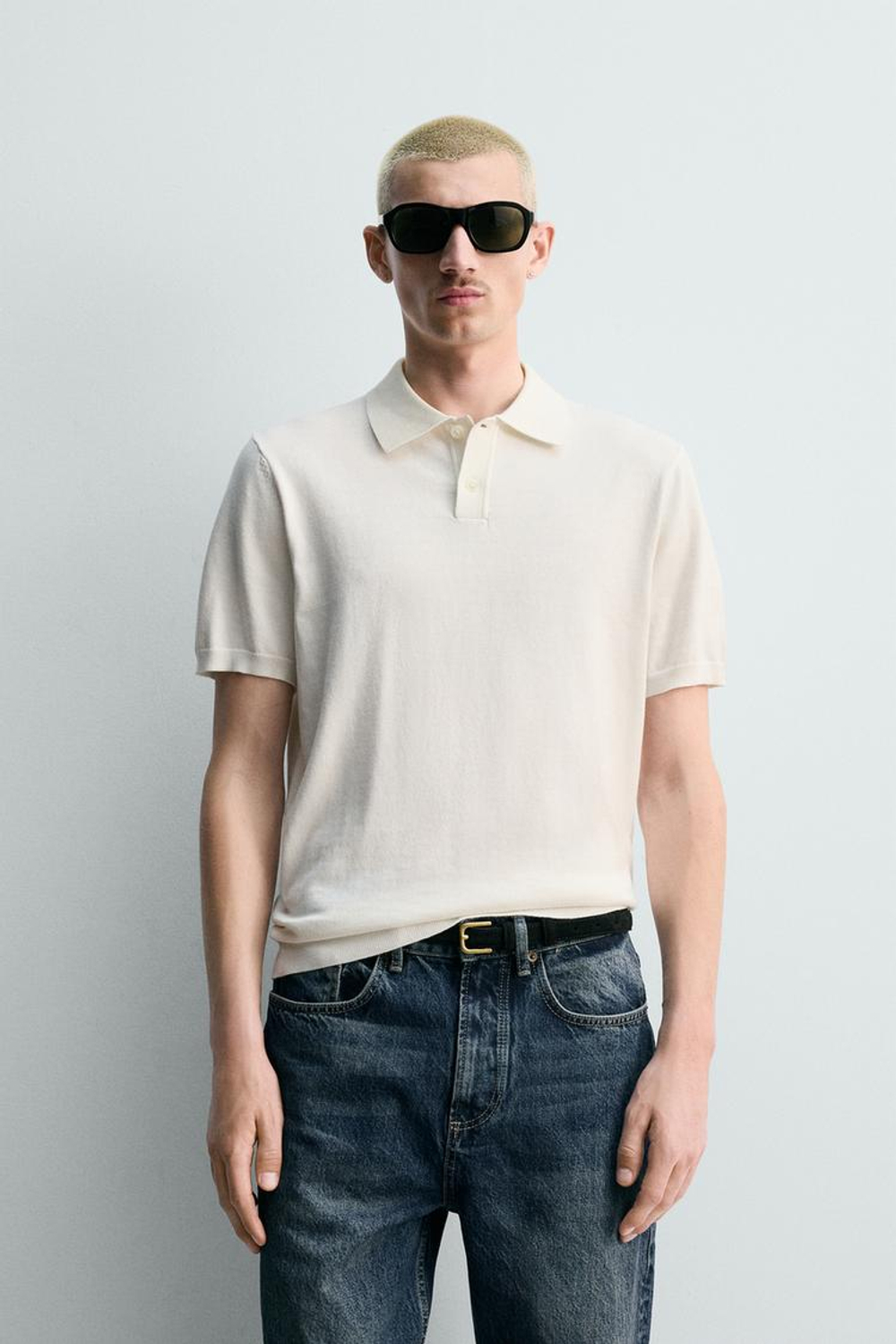 ZARA ПОЛО REGULAR FIT, ЭКРЮ