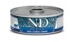 FARMINA N&D Консервы для кошек OCEAN Форель, Лосось и Креветки, 80гр