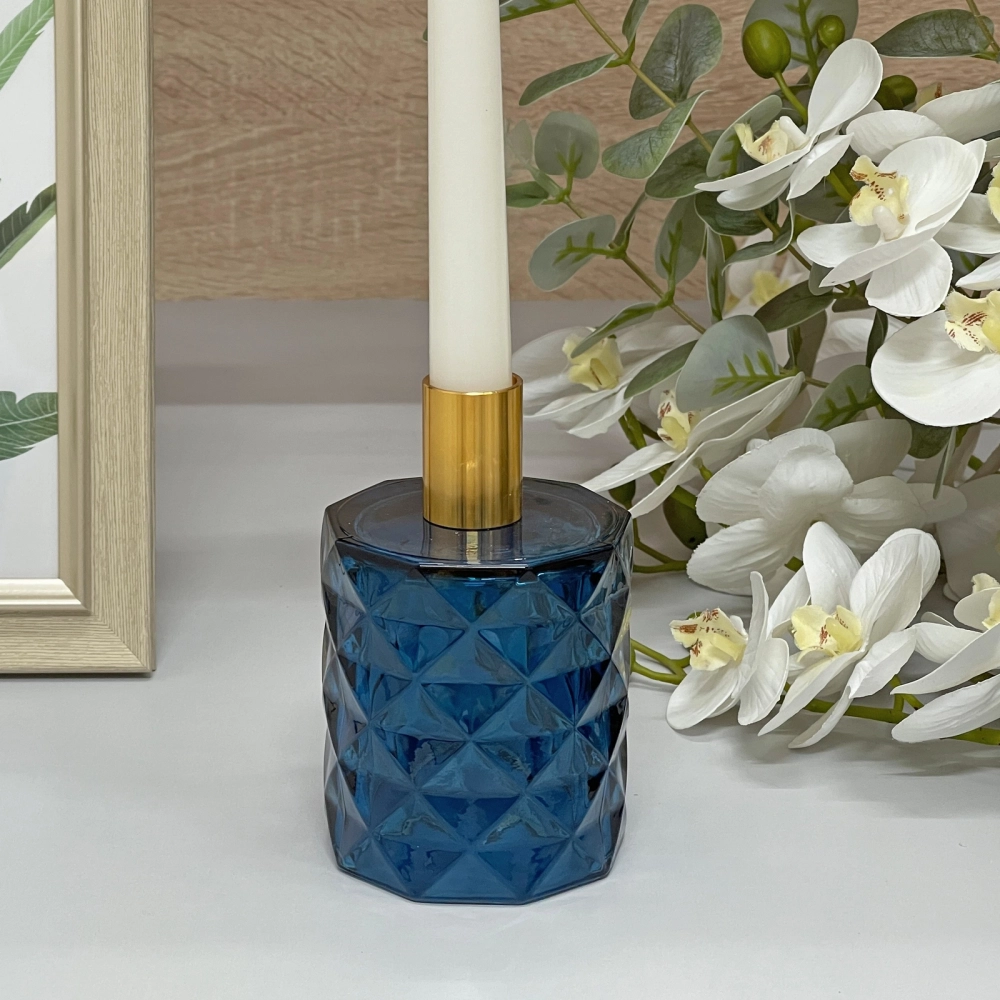 Подсвечник «Грани» 7,8*13 см, Сапфир