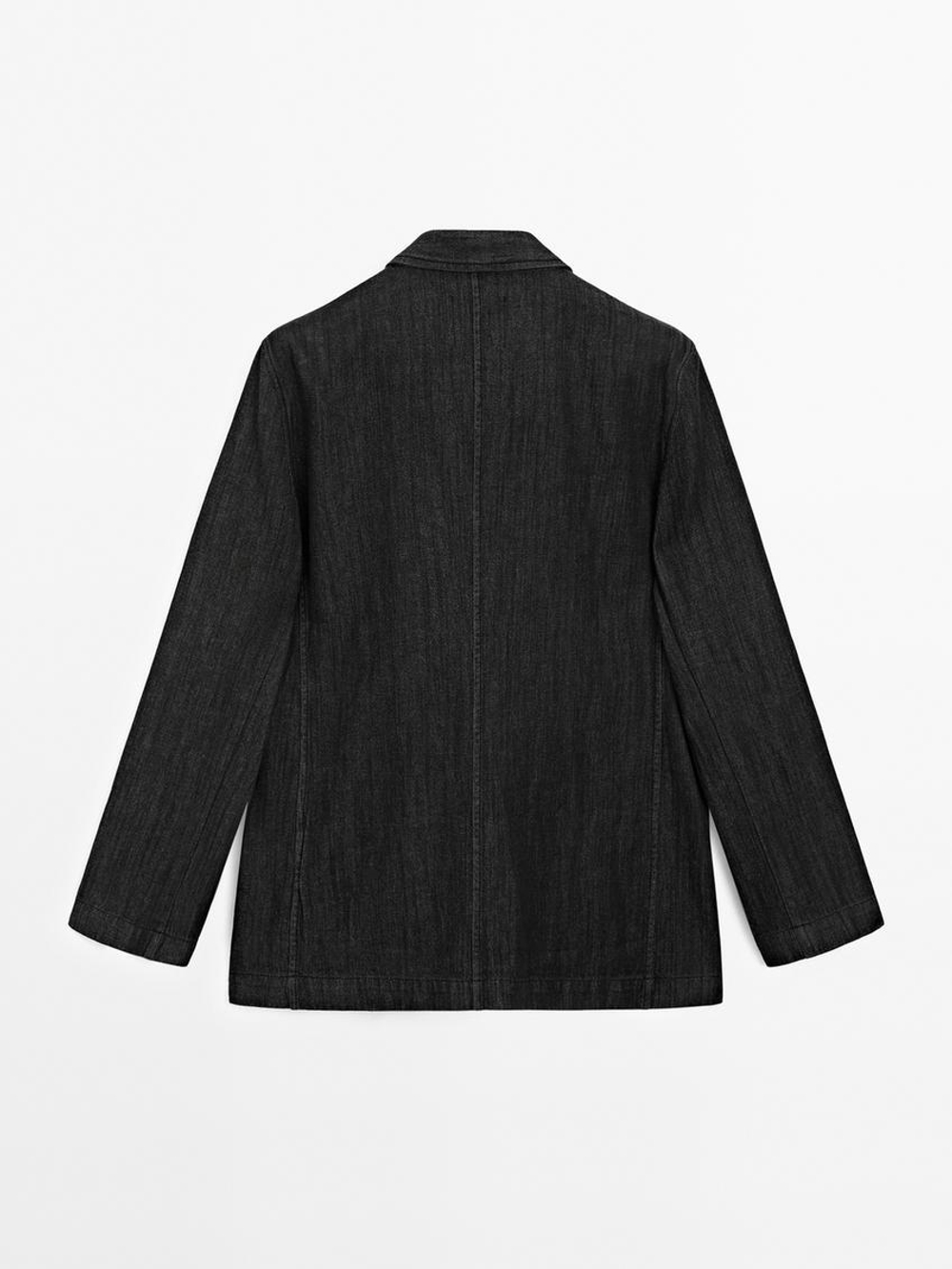 Massimo Dutti Джинсовый пиджак свободного кроя, черный