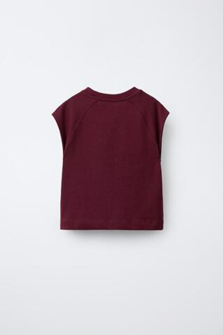 ZARA БАЗОВАЯ ФУТБОЛКА С РУКАВАМИ РЕГЛАН, БУРГУНДИ