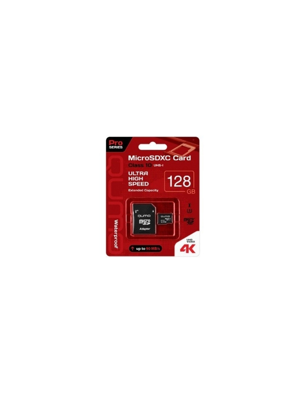Micro SecureDigital 128Gb QUMO QM128GMICSDXC10U3 (MicroSDXC Class 10 UHS-I, SD adapter)