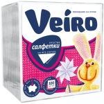 Салфетки бумажные 24*24 LINIA VEIRO 1 сл., 100л, белые