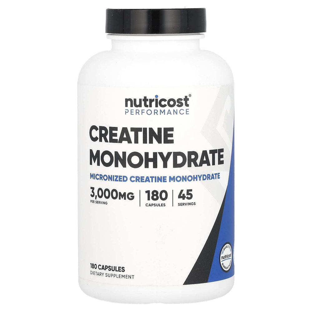 Nutricost, Performance, моногидрат креатина, 180 капсул (750 мг на капсулу)