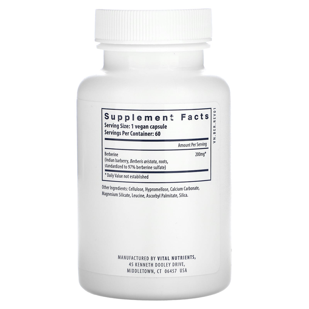 Vital Nutrients, Берберин, 200 мг, 60 веганских капсул