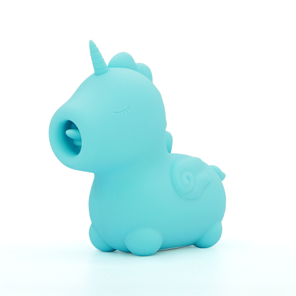 Голубой вибромассажер Unihorn Mount’n Peak с подвижным язычком (Цвет: голубой)