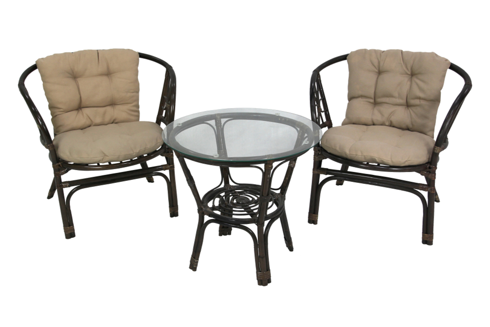 Набор мебели Garden Story Багамы Мини (2кресла+стол (2 уп.), каркас коричневый, подушки бежевые)