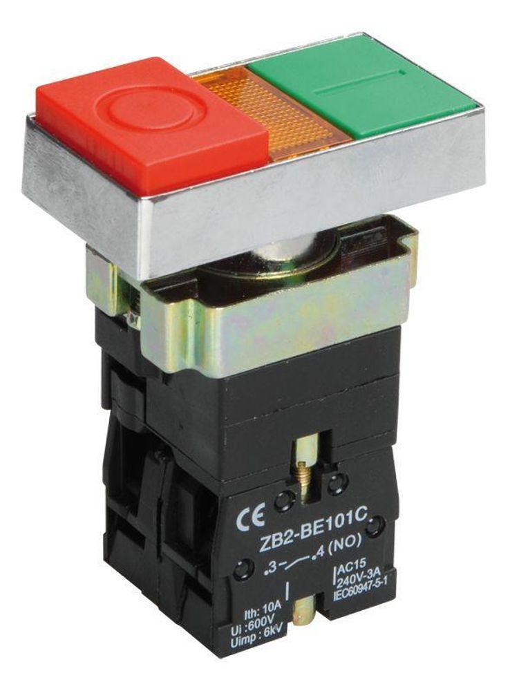 Кнопка LAY5-BW8465 &quot;I-O&quot; сдвоенная c подсв. IEK BBD40-BW-K51