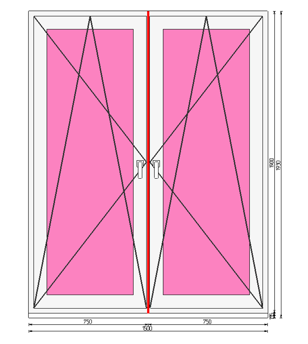Пластиковое окно 1900 х 1500 ТермА Эко