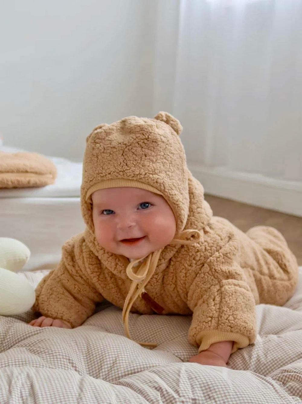 Комбинезон и шапка из шерпы Teddy (сливочный)