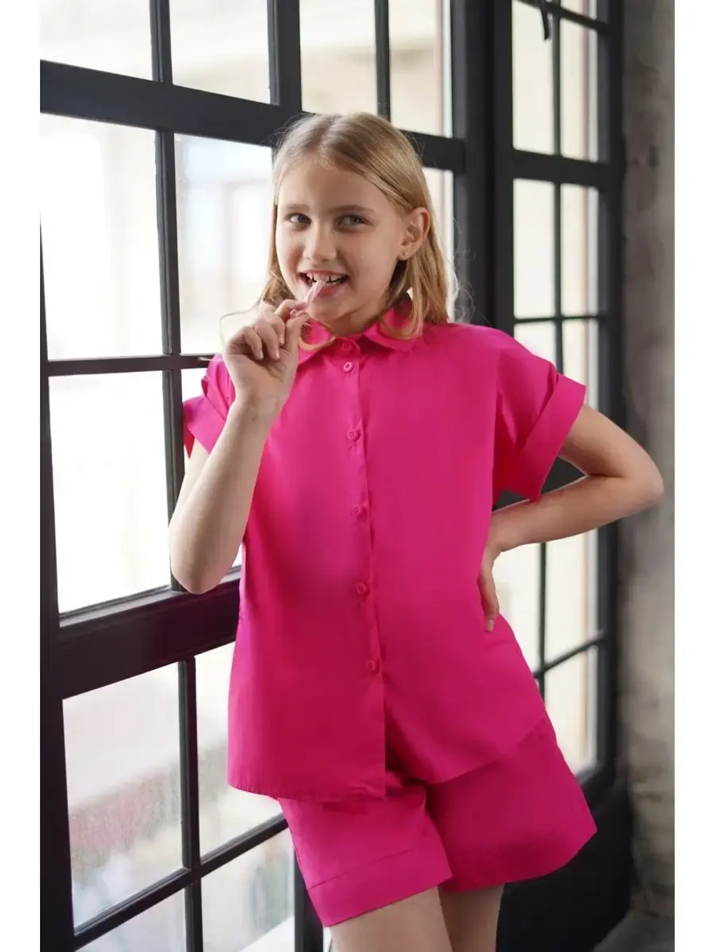 Костюм для девочки летний шорты рубашка