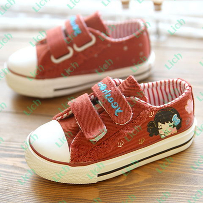Кеды на липучках с принтом девочки и кружевной отделкой