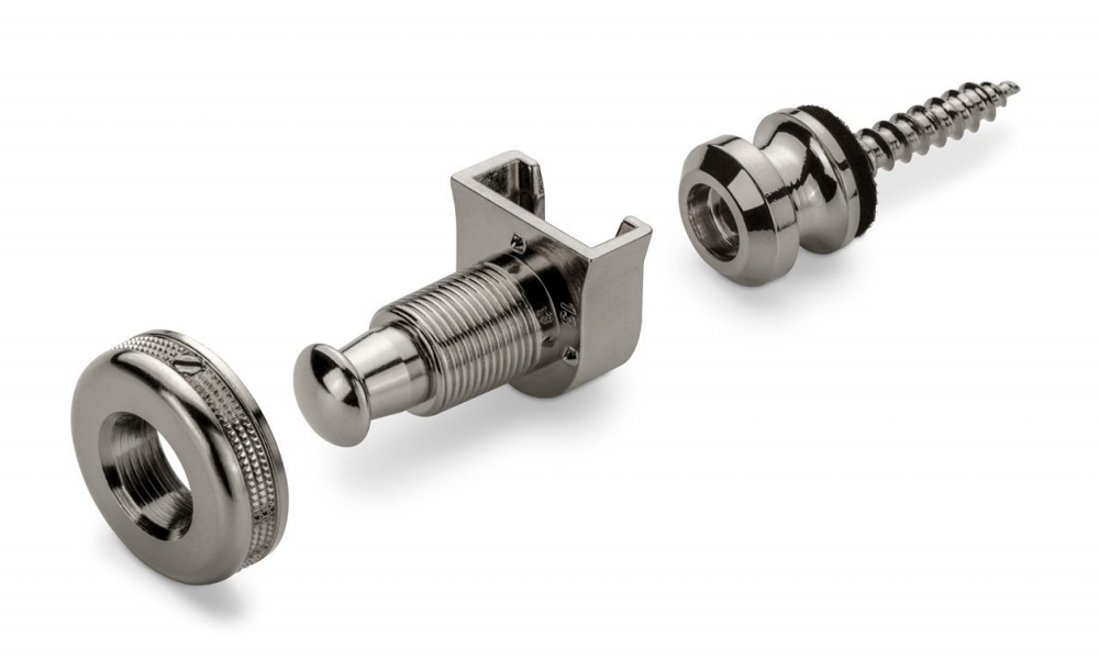 Schaller 14010601 Security lock - Замковое крепление для ремня, покрытие: рутений (серый металл). Вес: 22гр.