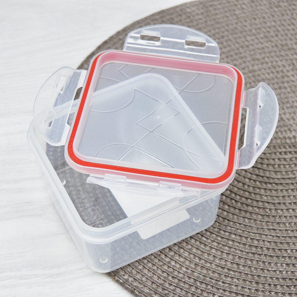 Контейнер для продуктов 0,4л квадратный с защелками "Modena" (бесцветный)