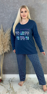 Пижама женская штаны+футб д/р (флан) ПВ0008-2 велик