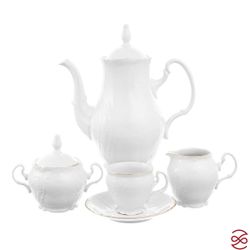 Кофейный сервиз Bernadotte Белый узор 6 персон 17 предметов