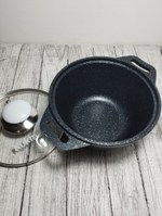 Кастрюля АП 1л стекл крышка Мрамор темный кмт12а