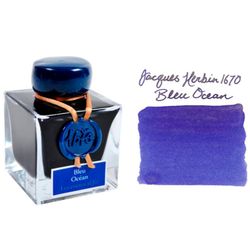 Чернила во флаконе Herbin Prestige 1670 50 мл Bleu Ocean синие с золотыми блестками (15018JT) 3