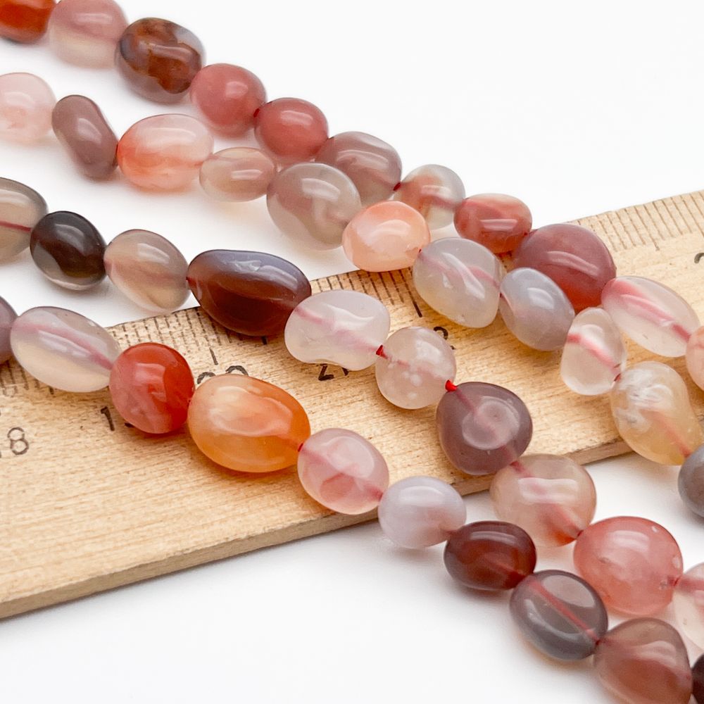 Агат + халцедон бусины, фриформ, размер около 6-9 мм, цена за нить 38 см