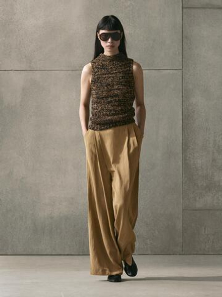 Massimo Dutti Брюки-парео из струящейся ткани, бежевый