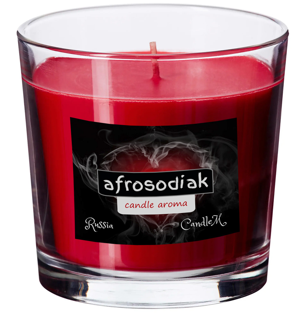 Свеча красная с ароматом АФРОЗОДИАК, 250 мл, 35 часов горения в подарочной коробке