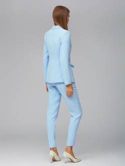 Женский голубой костюм двойка с двубортным жакетом