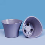 Кашпо для цветов пластиковое 0,6л d-13см «Лагуна» со вставкой серый шёлк