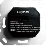 USB зарядное устройство, 3.1A тип A:max 18W, тип С:max 32W, черный, серия DUSB