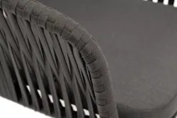 "Бордо" стул плетеный из роупа, каркас алюминий темно-серый (RAL7024) муар, роуп серый 15мм, ткань серая 017