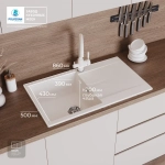 Мойка POLYGRAN GALS-860 белый хлопок №36, смеситель COLORADO белый №923 (туман)