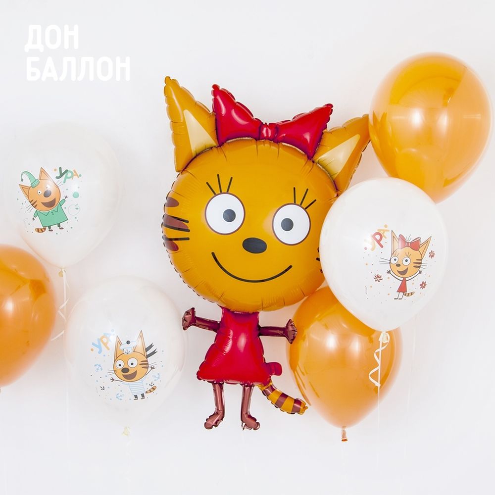 Шар (12"/30 см) Три Кота, Белый (200), пастель, 1 ст 25 шт.