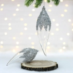 Елочные игрушки «Волшебная сказка» 5.4*5.4*19.5 см (набор 2 шт), Белый