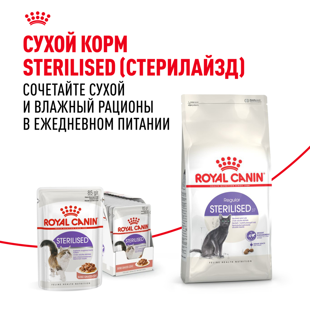 Royal Canin Sterilised Корм консервированный для взрослых стерилизованных кошек соус 85г