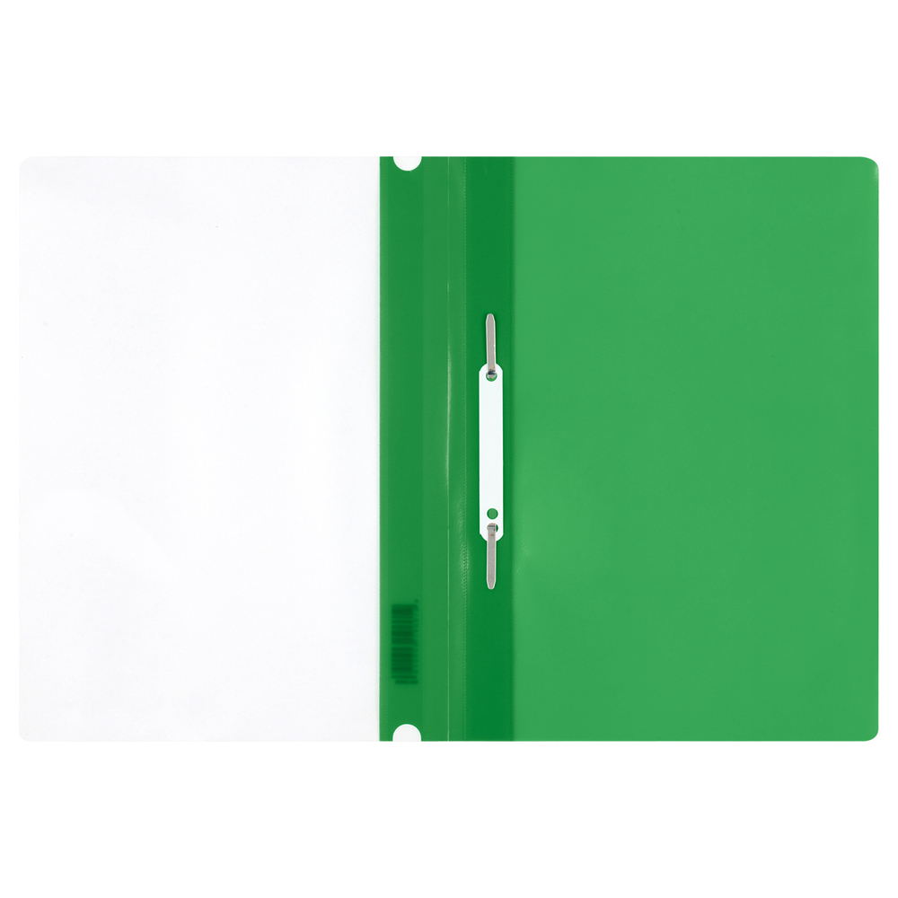 Папка-скоросшиватель с перфорацией А4, 120мкм, зеленая с прозр. верхом