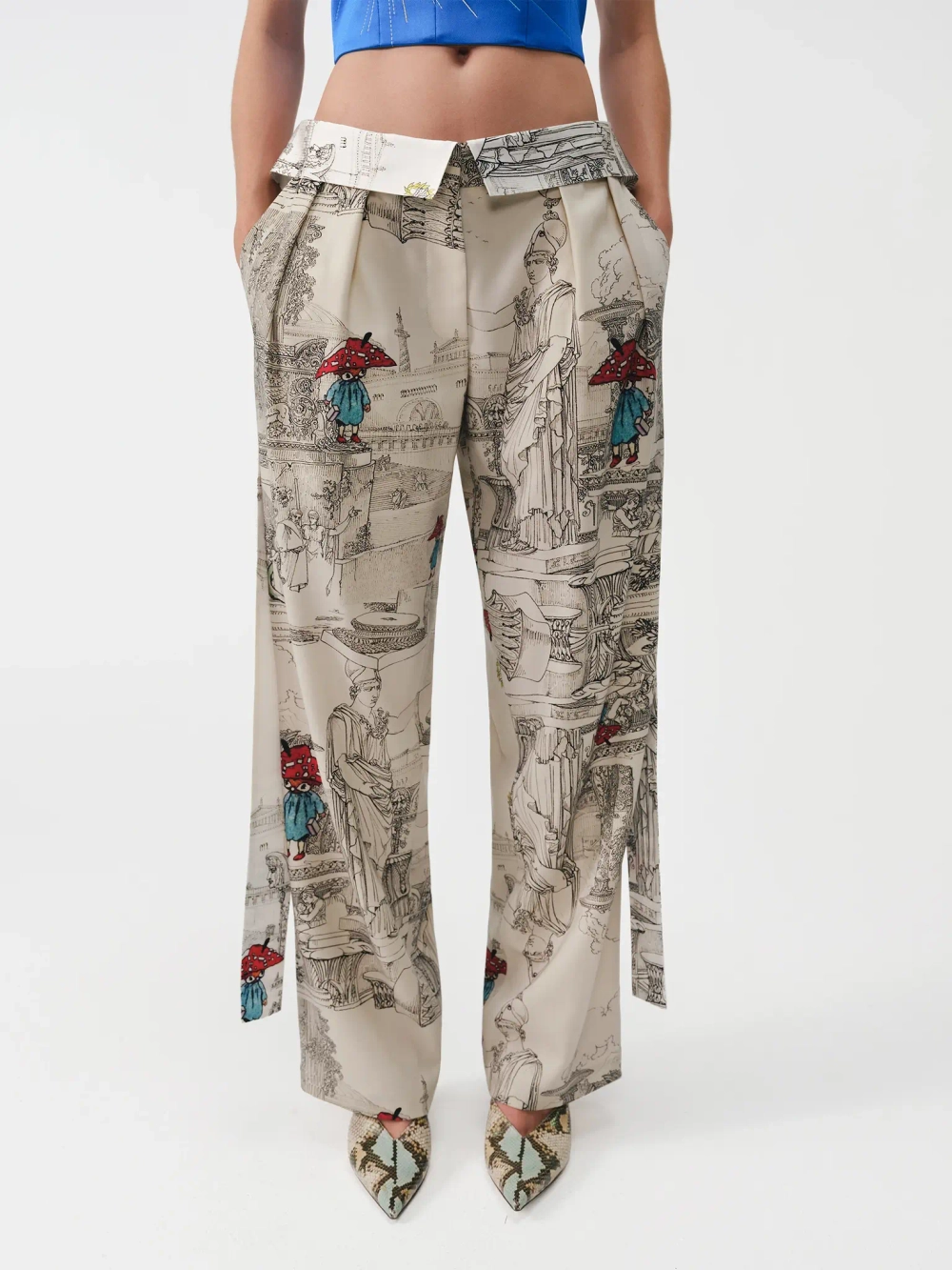 Брюки с декоративной лентой принтованные OLA OLA