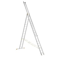 Лестница алюминиевая Алюмет трехсекционная 3x20 ступеней (9320)