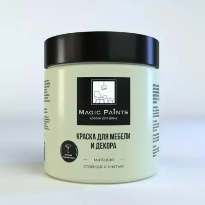 Magic Paints Краска Быстросохнущая, Гладкая, до 90°, Акриловая, Водная, Матовое покрытие, 0.5 л, 0.7 кг, оливковый, светло-зеленый
