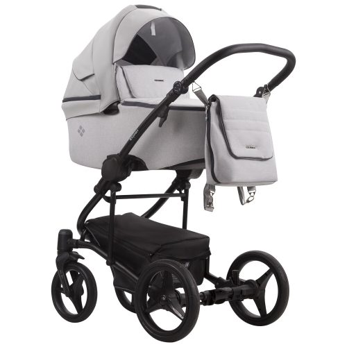 Детская коляска Bebetto Torino 3 в 1 с автокреслом Avionaut Cosmo 05 св.серый+св.серая кожа черная рама