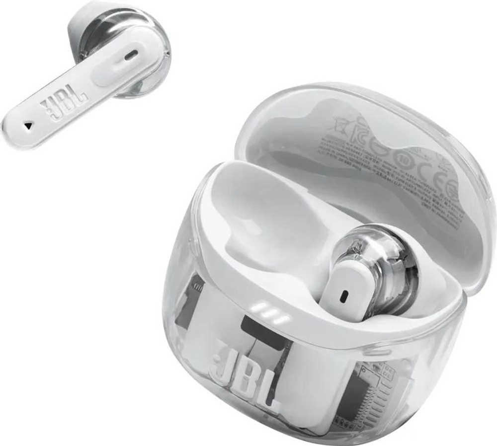 Наушники JBL Tune Flex 2 Ghost Edition, Bluetooth, вкладыши, прозрачный/белый [jbltflex2gwht]