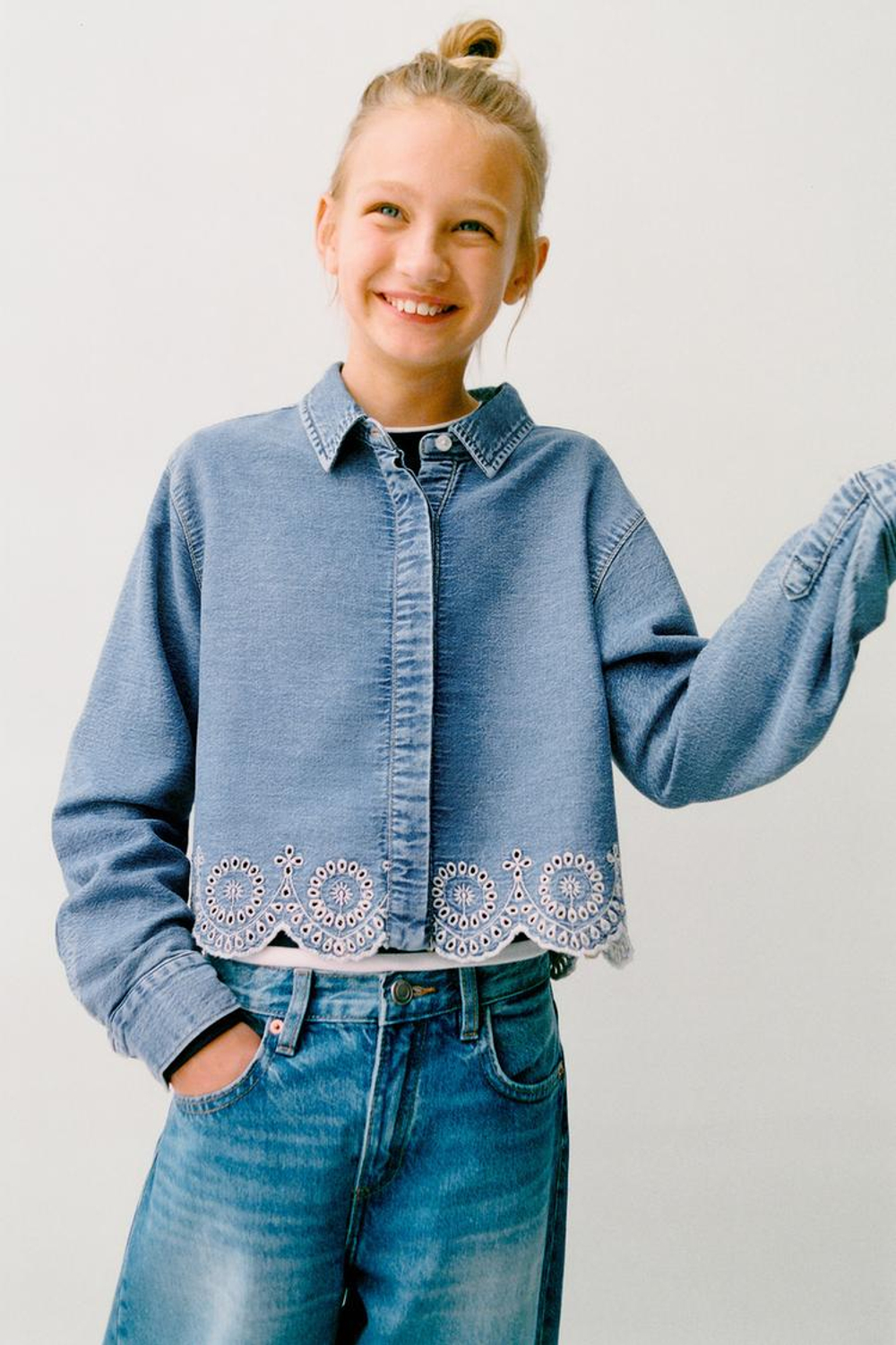 ZARA ДЖИНСОВАЯ РУБАШКА, СИНИЙ