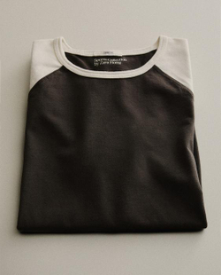 ZARA HOME ДВУХЦВЕТНАЯ ХЛОПКОВАЯ ФУТБОЛКА, КОРИЧНЕВЫЙ