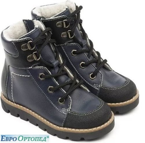 23019 Ботинки детские шерсть кожа р.26 Нью-Йорк синий