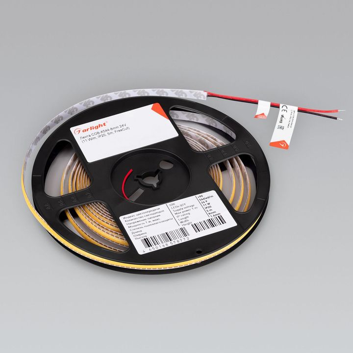 Светодиодная лента Arlight 11W/m 544Led/m CSP холодный белый 5M COB-X544-8mm 24V White6000 043412