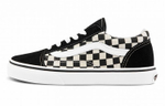 Middle-aged children Vans Old Skool checkerboard, wear-resistant, shock-absorbing, breathable, lightweight, low-top sneakers, black and white