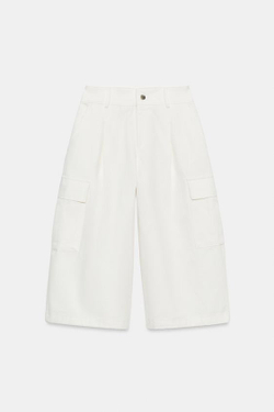 ZARA ДЛИННЫЕ ШОРТЫ КАРГО, ЭКРЮ