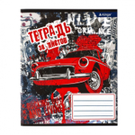 Тетрадь 36л., А5, клетка, Alingar "Гранж", скрепка, блок офсет, мелованный картон (эконом), 4 дизайна в пленке т/у